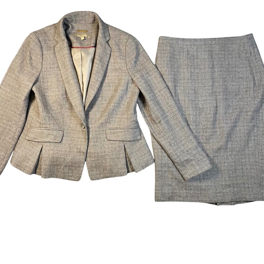 Talbots Skirt Suit Size 6 Two Piece Set Wool Peplum Business Professional